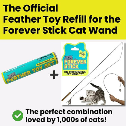 Feather Toys Replacements (9 Pc) - Cat Toys & Kitten Toys for Indoor Kittens, Set of Replacement Feather Attachments Extra Small and Durable, for Cat Wands, Natural and Safe, Cat Lures