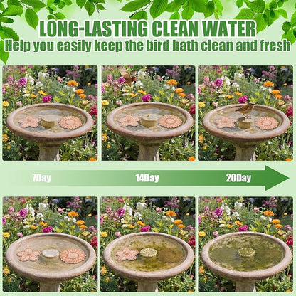 4 Pack Bird Bath Copper Disk Bird Bath Purification Disk with Triple-Point Support 99.99% Pure Copper Water Cleaner for Outside Bowl, Physical Safe Clean Water (Flowers)
