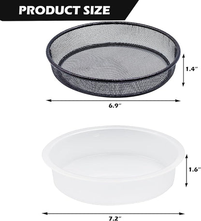 Bird Feeder Station with Metal Mesh Tray and Water Bowl for Outdoor Deck Railing Feeder Platform, Bird Bath and Bowl Replacement Accessory