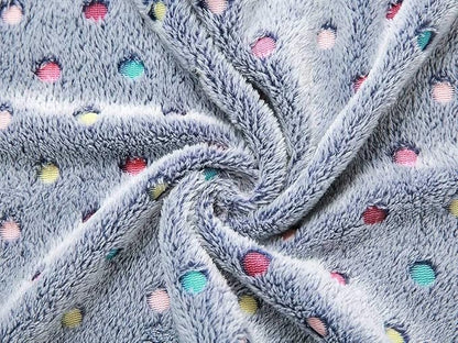 1 Pack 3 Blankets Super Soft Cute Dot Pattern Pet Blanket Flannel Throw for Dog Puppy Cat Blue/Purple/Grey Small