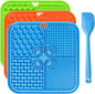 Lick Mat for Dogs, Dog Lick Mat with Suction Cups Dog Food Mats and Slow Feeder Cat Bowl for Dogs Anxiety Relief Cats Enrichment Toys for Pet Bathing Station and Cat Grooming3Pack (Blue&Orange&Green)