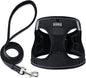 BOOMIBOO Dog Harness with Leash Set, No Pull Adjustable Reflective Step-in Puppy Pet Vest Harnesses for Small Medium Large Dogs and Cats,Black S