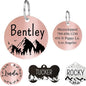 Ultra Joys Stainless Steel Dog ID Tag, Personalized Front and Back Engraving, Customized Dog and Cat Tags, Optional Engraved on Both Sides, Round Mountain on Bottom, Rose Small