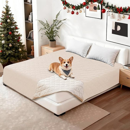 Waterproof Dog Bed Cover Pet Blanket, Soft Couch Cover for Dogs Washable, Non-Slip Dog Blanket Protect Furniture Couch Sofa Car for Puppy Large Dogs Cat (30x70 Inch, Beige)