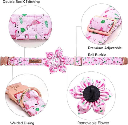 Lionheart Glory Valentine's Day Collar with Flower, Pink with Bowtie Spring Collar for X-Large Dogs
