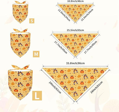 30 Pcs Fall Dog Bandanas Bulk 25 Inch Stitch Edge Dog Bandanas for Small Medium Dogs Breed Adjustable Autumn Scarves Grooming M