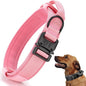 Tactical Dog Collar, Adjustable Military Training Nylon Dog Collar with Control Handle and Heavy Quick-Release Metal Buckle for Small Medium Large Dogs, Light Pink L