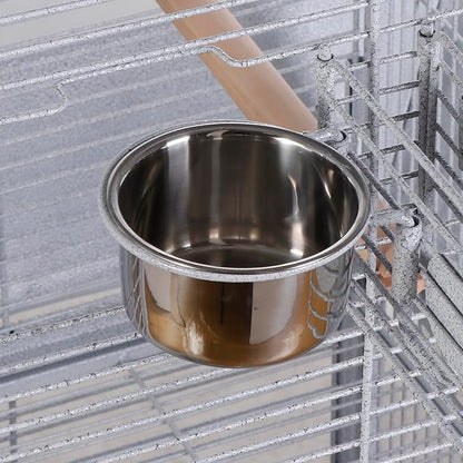SUPER DEAL PRO 61-inch 2in1 Large Bird Cage with Rolling Stand Playtop Parrot Chinchilla Finch Cage Macaw Conure Cockatiel Cockatoo Pet House Wrought Iron Birdcage, White