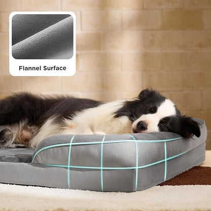 Bedsure L Plus Orthopedic Dog Bed for Large Dogs - Washable Dog Cat Bed Waterproof, L Plus Big Comfort Dogs Couch Sofa with Washable Removable Cover, Pet Bed with Nonskid Bottom, Dune Haze Blue, 38"