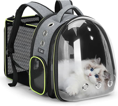 Lekereise Cat Bubble Backpack Carrier - Expandable Large Space Cat Backpack for Kitty Small Dog up to 18lbs, Transparent Pet Carrier for Travel, Hiking, Walking & Outdoor, Gray