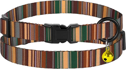 Cat Collars 2 Pack - Soft Cute Breakaway Collar with Bell, Adjustable Safety Kitten Collars for Girl & Boy Cats – Comfortable Stylish Patterned Print Lightweight (Serape + Native)