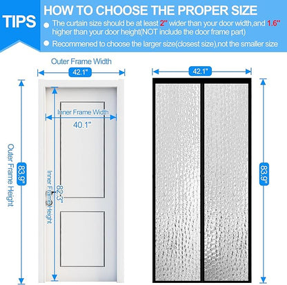 RELIANCER Magnetic Thermal Insulated Door Curtain,Waterproof EVA Door Cover,Fit Doors Size Up to 40"x82",Temperature Protection Insulated Doorway Curtain Partition,Patio Self-Closing Doors Net Screen