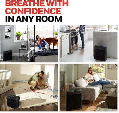 Honeywell HEPA Air Purifier for Home, 938 Ft² Rooms in 1 Hour, Turbo Clean, Reduces Allergens, Dust, Pollen, Pet Dander, All Smoke Types, Odors, Black, HPA5100B