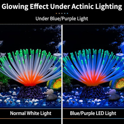 Uniclife Aquarium Imitative Green Sea Urchin Ball Artificial Silicone Ornament with Glowing Effect for Fish Tank Landscape Decoration