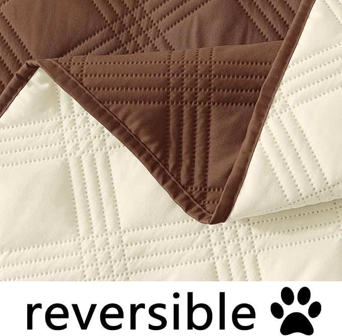 hyha Waterproof Dog Blanket, Reversible Pet Bed Blanket, Soft Sofa Couch Cover for Dogs Washable, Waterproof Pet Couch Covers for Sofa Puppy Cats Furniture Protector(30"x70", Brown/Beige)