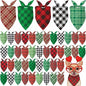 Weewooday 50 Pcs Valentine's & St. Patrick's Day Dog Bandanas Bulk Red & Green Plaid Bandanas for Dogs Soft Triangle Bibs Adjustable Scarf for Small Medium Large Pets(31.5 x 21.7 x 21.7 Inch)
