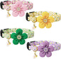 4 Pack Breakaway Cat Collars with Bells Flower Pendants Adjustable Floral Cat Collars with Bowtie Safety Kitten Collar for Girl Boy Cats