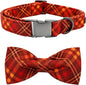 Fall Dog Collar, Pet Collar Bow Plaid Pet Collars Girl Boy Holiday Pet Collars Gift Bow Collars Cute Soft Puppy Collars for X-Large Dogs