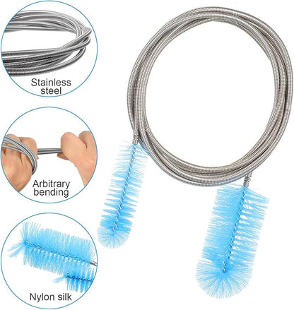 Patelai 3 Pieces Aquarium Filter Hose Brush Stainless Flexible Tube Cleaning Long Brush Double-Ended Bent Pipe Cleaner Steel Spring for Lab Fish Tank Aquarium, 3 Color(61.02 inches)