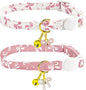 2 Pack Cotton Breakaway Cat Collars Set with Bell and Flower Pendant, Cute Floral Fruit Patterned, Adjustable 7.5-11Inch, Include A Mouse Toy Gift (Bowtie)