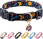 Cotton Dog Collar Purple Flower Pattern for Boys and Girls Cute Dog Collars Summer Fall Gift Adjustable for Medium to X-Large Breed Dogs (L)