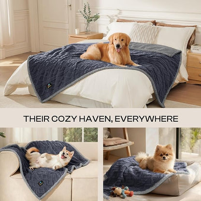 Luciphia Waterproof Pet Blanket, Liquid Pee Proof Dog Blankets for Sofa Bed Couch, Reversible Sherpa Fleece Furniture Protector Cover for Small Medium Large Dogs Cats,Dark Grey Small（40" x 28"）