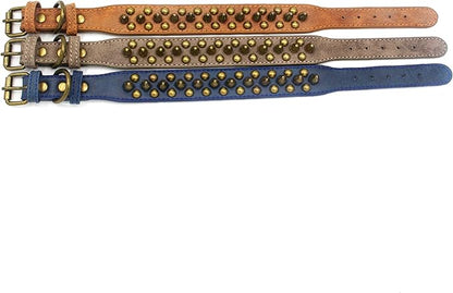 Spiked Dog Collar Soft Pu Leather Mushrooms Rivet Spike Studded Puppy Adjustable Pet Collars for Small Breeds (S, Grey1)