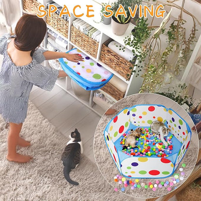 Palksky Interactive Cat Toys with Cat Ball Pit, Toy Balls, Ball Launcher, Spring Toys for Bored Indoor Cats Self Play, Enrichment Toy for Fun and Exercise