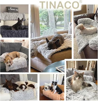 Tinaco Calming Dogs/Cats Bed Mats, Dog Pad Washable Removable Couch Cover, Plush Long Fur Mat for Pets, Waterproof Lining, Perfect for Small, Medium and Large Dogs and Cats (Gradient Brown, 36"x31")