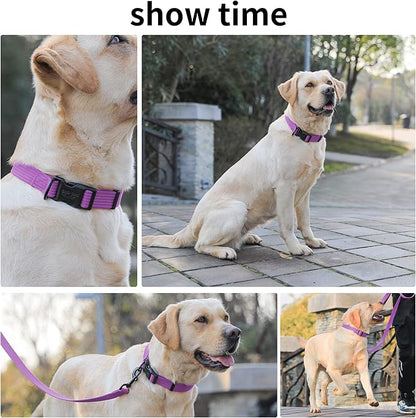 lynxking Dog Collar Soft Padded Breathable Cotton Solid Color Strong Adjustable Pet Collar for Little Puppy