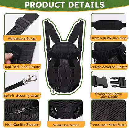 Pet Carrier Backpack, Hands-Free Adjustable Dog Front Carrier Legs Out & Easy-Fit Dog Backpack Carrier for Hiking Camping Traveling Cycling for Small Dogs and Rabbits (Medium, Black)