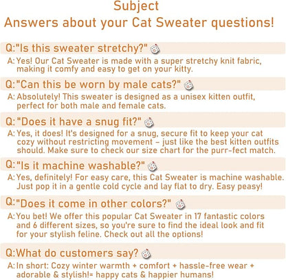Stretchy Cat Sweater - 17 Colors & 6 Sizes | Snug Winter-Ready Knit for Boy/Girl Cats & Kittens(Dark Gray, Medium)