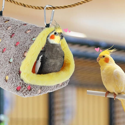 MEWTOGO Medium Winter Warm Bird Nest for Cage - Comfortable Birds Bed with Support Plate, Hanging Shed Hideaway Hammock Hut Gift for Macaws African Grey Amazon Parrots