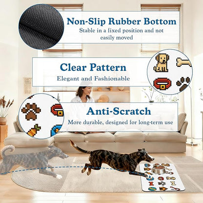 Dog Fun Pet Feeding Mat–Christmas Stocking Quick Dry Absorbent Dog Cat Food Mat, Non Slip Waterproof Bowl Placemat for Messy Eaters, Pet Accessories for Floors 12"x20"