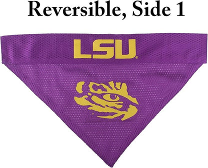 Pets First Collegiate Pet Accessories, Reversible Bandana, LSU Tigers, Large/X-Large
