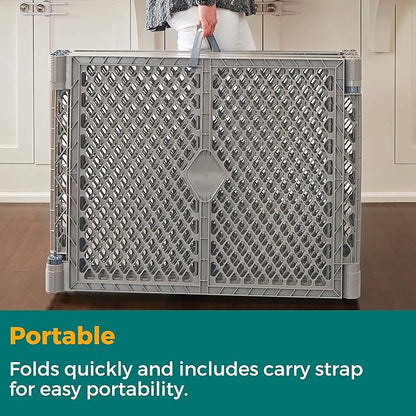 MyPet Petyard: 5.5 Ft. Wide Customizable Folding Dog Playpen Indoor/Outdoor. Made in USA. 6-Panel Puppy Playpen. Freestanding Play Pen Dog Gate 26" Tall, Fieldstone