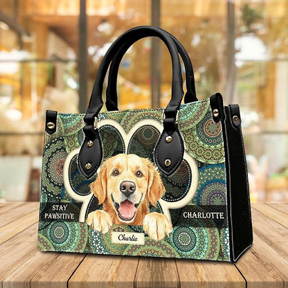 Personalized Pet Mom Leather Handbag – Custom Name Dog Cat Photo Purse, Pet Lover Gifts for Women, Christmas