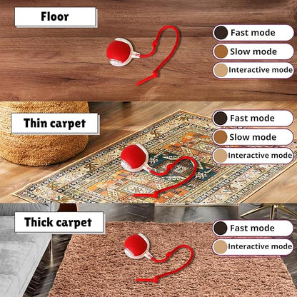 Speedy Tail 2.0 Cat Toy, 360°Automatic Rolling Ball, Smart Interactive Cat Toy, Smart Jumping Ball for Dogs, Speedy Tail 3.0, Automatic Dog Walker (Red)
