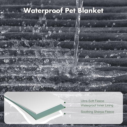 Waterproof Dog Blanket for Couch - Washable Medium Pet Blanket for Furniture Protector, Cozy Fleece Calming Dog Crate Blankets for Indoors & Outdoors, Dark Grey, 40"x50"