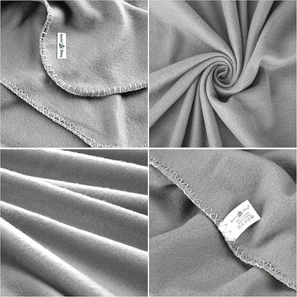 Fleece Throw Blankets Bulk Fleece Blankets Solid Wholesale Lightweight Warm Soft for Pet Bed Sofa Couch Office Wedding Gifts Travel Seasons Grey and Pink 50x60 Inches Pack of 6