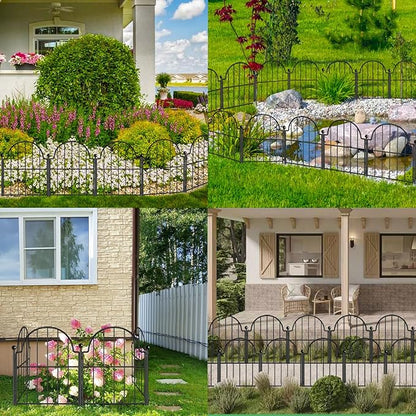 Garden Fence, 17 in(H) x 21 ft(L) Arched Rustproof Metal No Dig Fence Garden Fence Border, Ground Stake Animal Barrier Fence for Rabbit Dog, Outdoor Landscape Decor for Yard & Patio,19 Pack