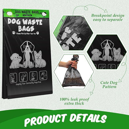 Ireer 40 Count 4000 Pcs Header Bag Bulk Cute Dog Pet Waste Bags Bulk Poop Leakproof Easy Single Pull for Poop Dog Waste Station Fit Hang Hole Dispenser Pet Home Outdoor