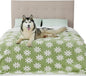 LE SURE Waterproof Dog Blanket for Large Dogs - Washable Double Sided Dog Blankets with Warm Jacquard Shag and Soft Sherpa Fleece, Pet Cat Blanket for King Bed Protection, 3D Textured Flower, Green