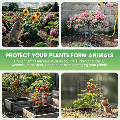 60Pcs Plant Protectors from Animals, 20Pack 12x12 Inch Garden Wire Mesh Protection, Outdoor Plant Cages to Keep Animals Out Out with Zip Ties & Stakes, Wire Mesh Cover for Plants, Vegetable & Flowers