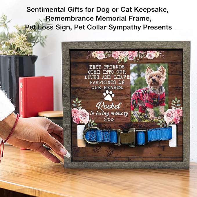 Customized Pet Memorial Frame Wood Dog in Picture Deceased Pet Personalized Dog Remembrance Animal Passing Away Wood Gifts Puppy Picture Frames Gifts for Pet Owners Christmas Tabletop Plaque