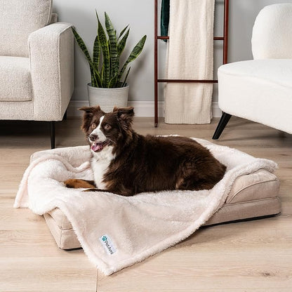 PetAmi Dog Blanket for Small Medium Dogs Beige, Fluffy Soft Puppy Blanket, Sherpa Fleece Cat Blanket for Kitten Doggie, Calming Pet Blanket Throw for Couch Sofa Bed Washable, Medium 29x40