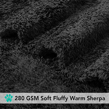 PetAmi Dog Blanket for Large Medium Dogs Black, Fluffy Soft Puppy Blanket, Sherpa Fleece Cat Blanket for Kitten Doggie, Calming Pet Blanket Throw for Bed Washable Sofa Couch Cover, Large 40x60