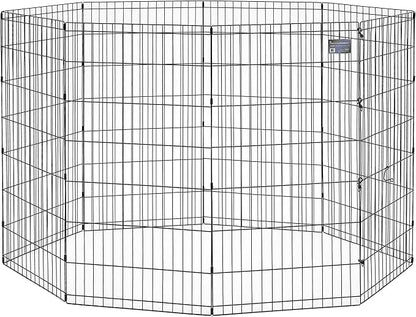 MidWest Homes for Pets Folding Metal Dog Exercise Pen, Indoor/Outdoor Playpen with No Door, Provides 16 Sq Feet of Play Space, 48-Inches Tall, Black E-Coated
