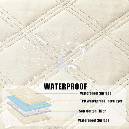 Smiry Waterproof Dog Bed Cover Blanket 40x50, Soft Reversible Pet Blanket, Washable Leakproof Cats Dogs Couch Cover for Sofa, Couch, Furniture, Beige/Beige