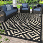 GENIMO 5x8 Outdoor Rug Waterproof, Reversible Mats, Area Rug, Plastic Outside Carpet, Geometric Rv Mat for Patio Camping Rv Picnic Backyard Deck Balcony Porch Beach Trailer (Black & Beige)